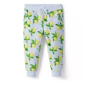 Girl's Janie & Jack Lemon French Terry Knit Jogger Pants Lounge Blue 8